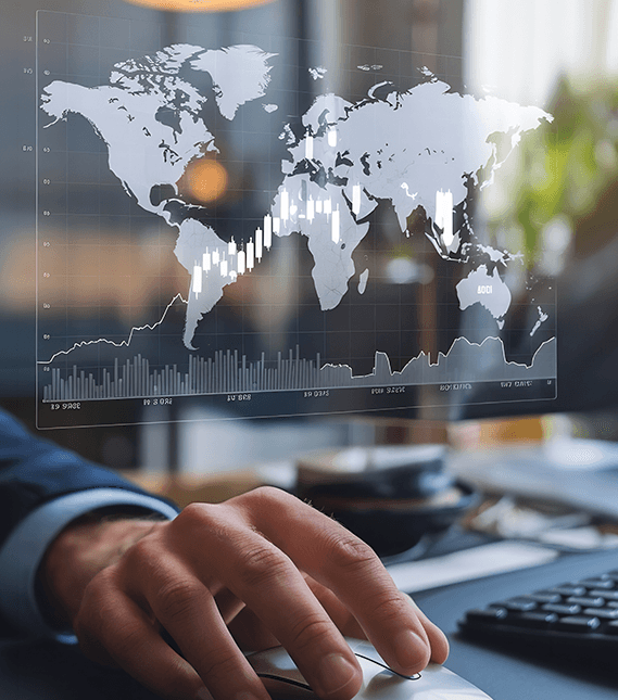 World map over global market data